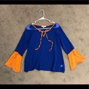 Orange and blue blouse